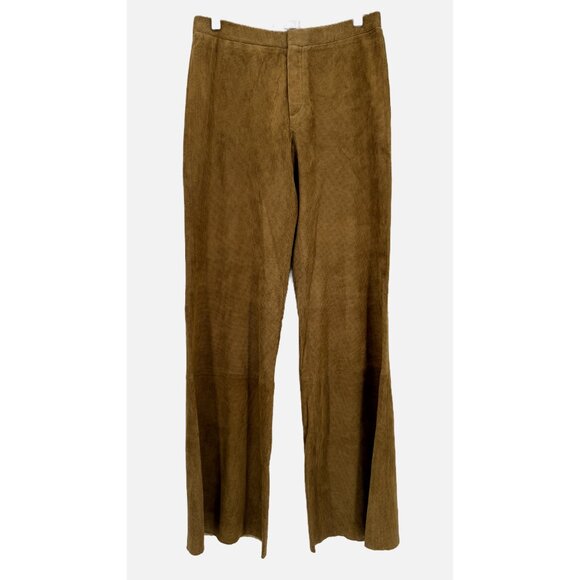 STOULS BROWN SUEDE PERFORATED WIDE LEG PANTS - Picture 8 of 8